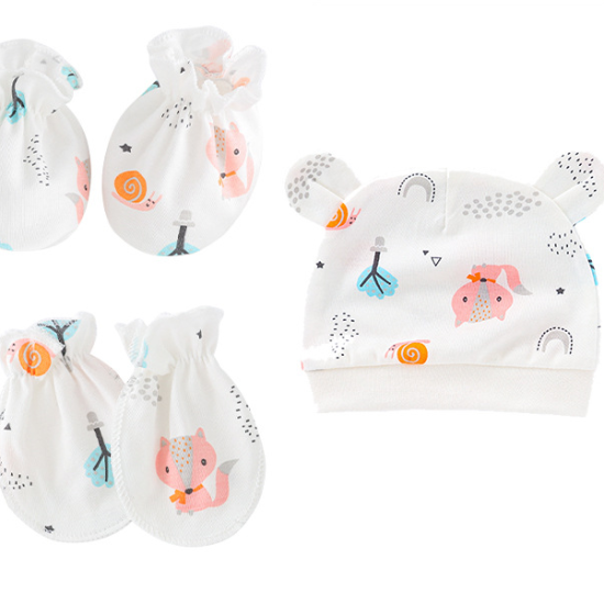  Newborn Baby Cap Anti-Scratch Gloves Foot Cover