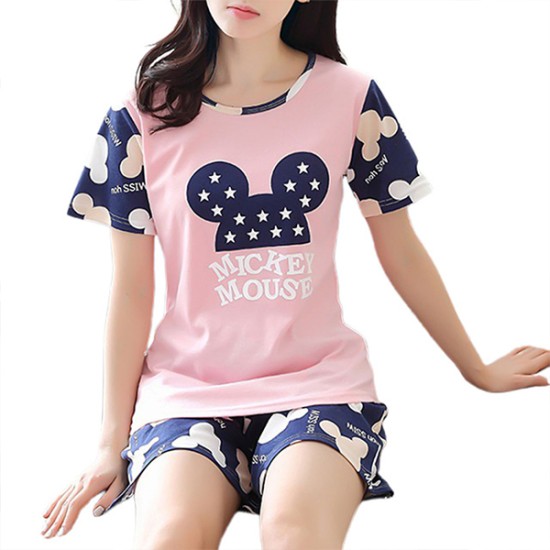 Baear Printed Pajamas Set For Women Sleepwear Homewear Nightwear Pink Baear Printed Pajamas Set For Women Sleepwear Homewear Nightwear Pink