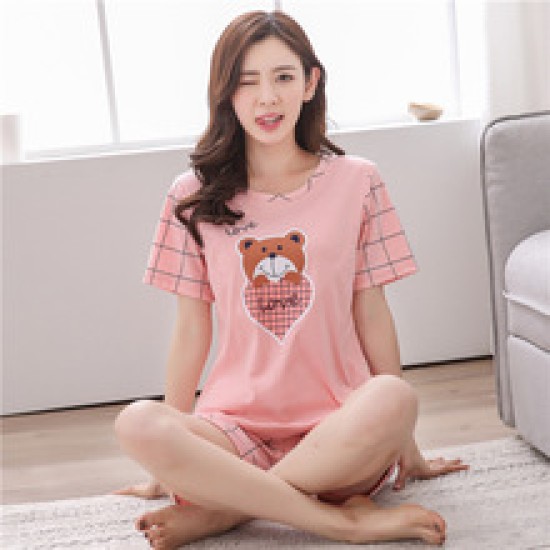 Women Pajamas Sets Cotton Short-Sleeve Shirts And Pants Women Pajamas Sets Cotton Short-Sleeve Shirts And Pants
