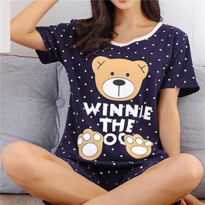 Baear Printed Pajamas Set For Women Sleepwear Homewear Nightwear Black Baear Printed Pajamas Set For Women Sleepwear Homewear Nightwear Black