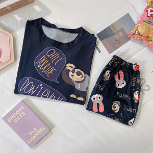 2 PCS NIGHTWEAR PAJAMA SHORTS SETS FOR WOMEN SLEEPWEAR BLACK 2 PCS NIGHTWEAR PAJAMA SHORTS SETS FOR WOMEN SLEEPWEAR BLACK