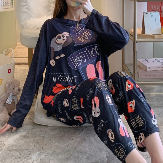 2 PCS NIGHTWEAR PAJAMA SHORTS SETS FOR WOMEN SLEEPWEAR BLACK