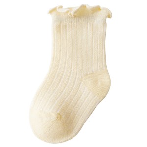 Newborn Thin  Mesh Breathable Combed Cotton  Lace Socks - yellow
