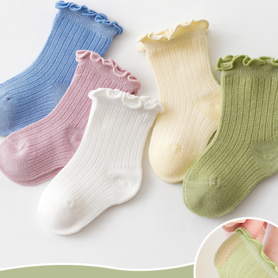 Newborn Thin  Mesh Breathable Combed Cotton  Lace Socks - pink