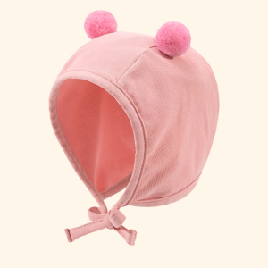 cute new born hat cold-proof thickened palace ear protection tire  - pink
