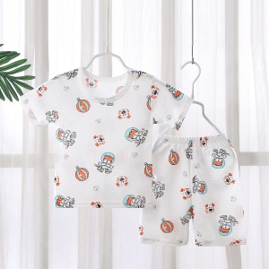 short-sleeved summer t-shirt new born children clothing Matching Set - gray