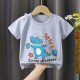 New Born Pure Cotton Short-Sleeved T-Shirt 0-7 Years Old - blue 
