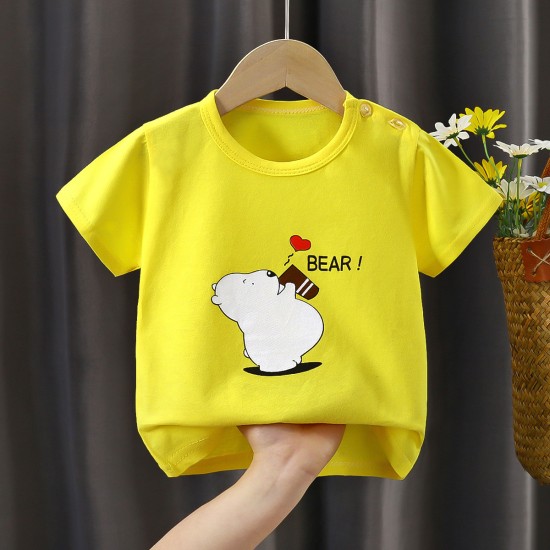 New Born Pure Cotton Short-Sleeved T-Shirt 0-7 Years Old - pink New Born Pure Cotton Short-Sleeved T-Shirt 0-7 Years Old - pink