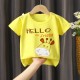 New Born Pure Cotton Short-Sleeved T-Shirt 0-7 Years Old - yellow