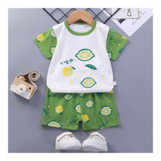 Breathable New Born Short Sleeve  Two Piece Cotton Outfit Matching Set