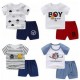 Breathable New Born Short Sleeve  Two Piece Cotton Outfit Matching Set