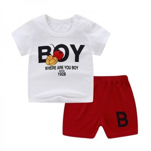 Breathable New Born Short Sleeve  Two Piece Cotton Outfit Matching Set