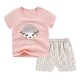 Breathable New Born Short Sleeve Two Piece Cotton Outfit Matching Set