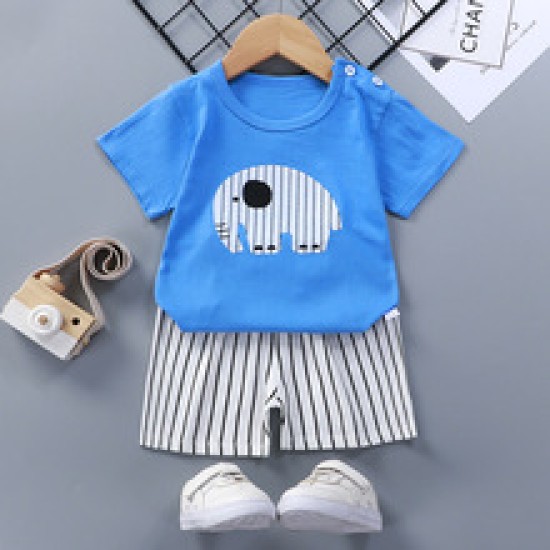Breathable New Born Short Sleeve  Two Piece Cotton Outfit Matching Set