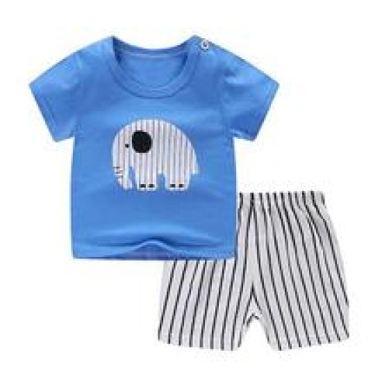 Breathable New Born Short Sleeve  Two Piece Cotton Outfit Matching Set