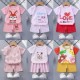 Breathable New Born Short Sleeve  Two Piece Cotton Outfit Matching Set
