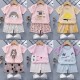 Breathable New Born Short Sleeve  Two Piece Cotton Outfit Matching Set