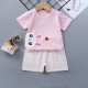 Breathable New Born Short Sleeve  Two Piece Cotton Outfit Matching Set