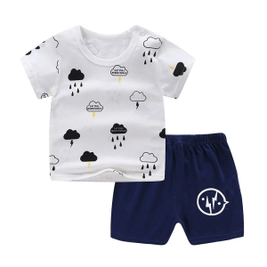 Breathable New Born Short Sleeve  Two Piece Cotton outfit Matching Set