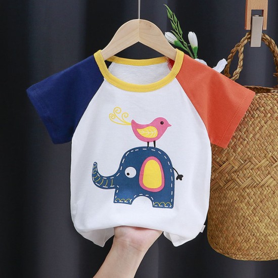 3-6 Months Infant Baby Boy T-Shirt - Newborn Baby Girls Cartoon Print Short Sleeves Round Neck T-Shirt For Kids - Yellow 3-6 Months Infant Baby Boy T-Shirt - Newborn Baby Girls Cartoon Print Short Sleeves Round Neck T-Shirt For Kids - Yellow