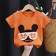 3-6 Months Infant Baby Boy T-Shirt - Newborn Baby Girls Cartoon Print Short Sleeves Round Neck T-Shirt For Kids - Orange