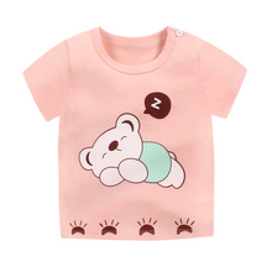 3-6 Months Infant Baby Boy T-Shirt - Newborn Baby Girls Cartoon Print Short Sleeves Round Neck T-Shirt For Kids - Peach 3-6 Months Infant Baby Boy T-Shirt - Newborn Baby Girls Cartoon Print Short Sleeves Round Neck T-Shirt For Kids - Peach