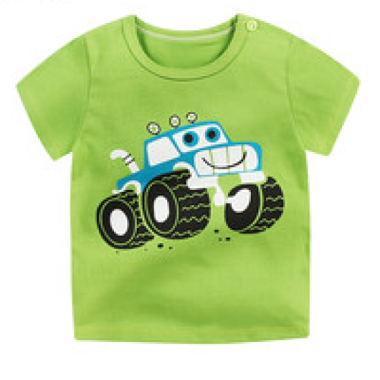 3-6 Months Infant Baby Boy T-Shirt - Newborn Baby Girls Cartoon Print Short Sleeves Round Neck T-Shirt For Kids - Green 3-6 Months Infant Baby Boy T-Shirt - Newborn Baby Girls Cartoon Print Short Sleeves Round Neck T-Shirt For Kids - Green
