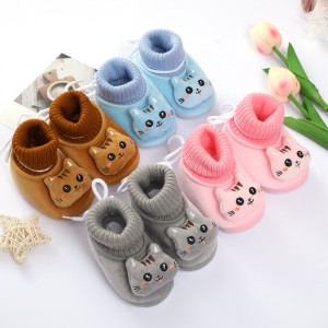 Soft Bottom New Born Knitted Cartoon Socks Shoes - pink Soft Bottom New Born Knitted Cartoon Socks Shoes - pink