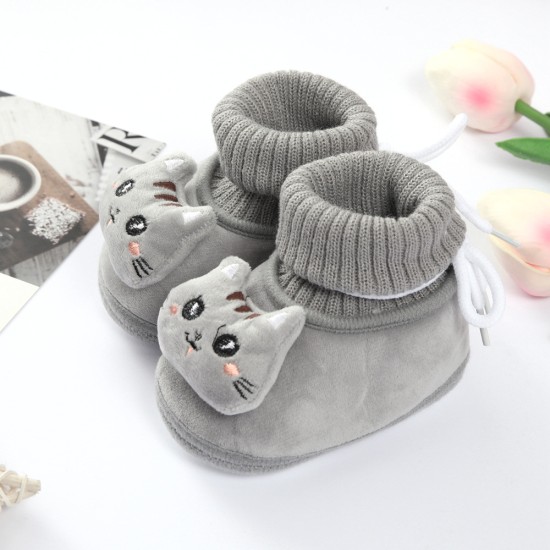 soft bottom new born knitted  cartoon socks shoes - blue