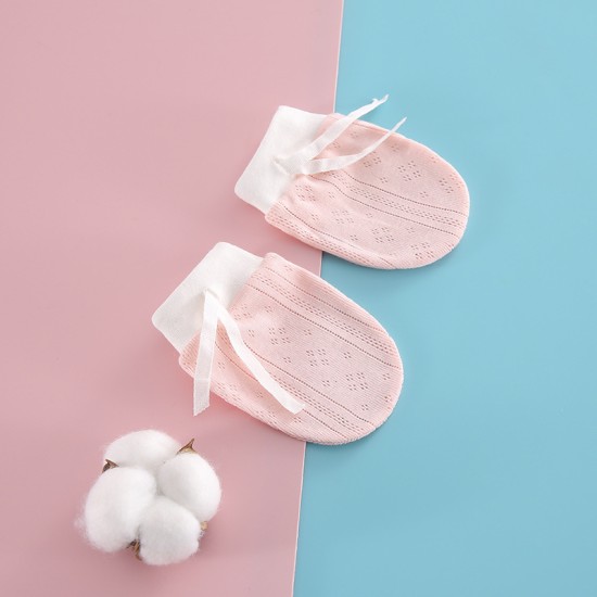 Anti-Scratch Cotton Adjustable New Born Protective Gloves