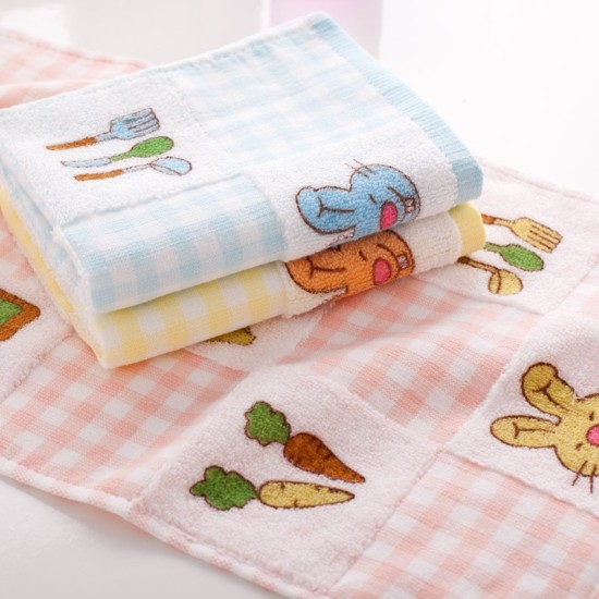 printed cartoon pure cotton new born towel - pink