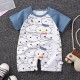 Pure Cotton Short-Sleeved Newborn Baby Jumpsuit - blue