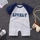 Pure Cotton Short-Sleeved Newborn Baby Jumpsuit - Blue