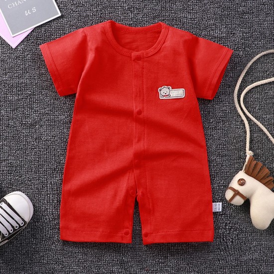 newborn pajamas pure cotton short-sleeved baby jumpsuit - white