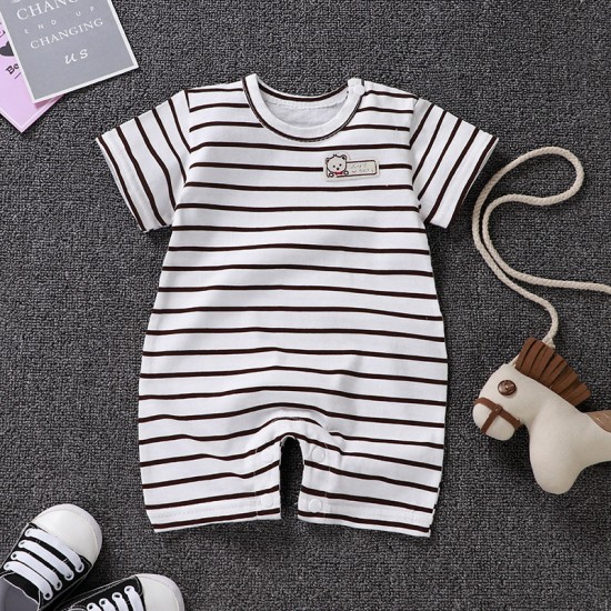 Pure Cotton Short-Sleeved Newborn Baby Jumpsuit - white