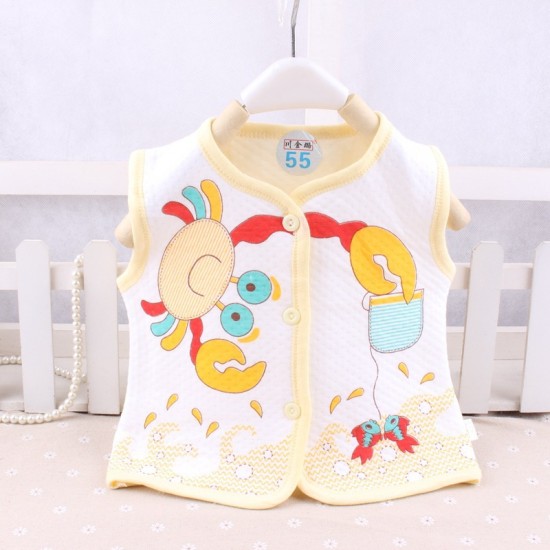 New Born Warm Vest Front Open Cute Vest - yellow