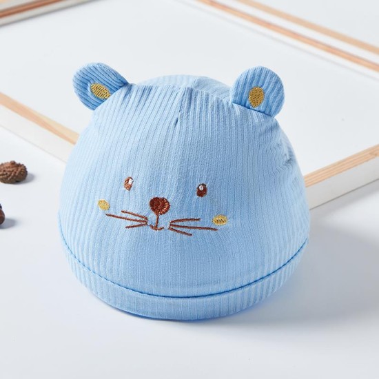 Newborn Baby Embroidery Fetal Winter  Cap - blue