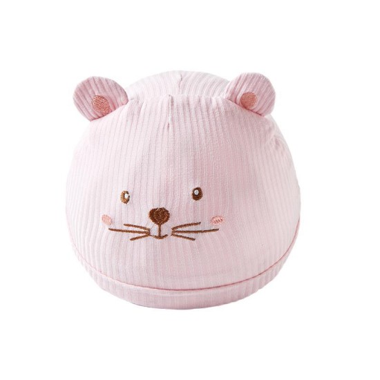 Newborn Baby Embroidery Fetal Winter  Cap - pink