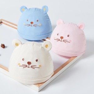 Newborn Baby Embroidery Fetal Winter  Cap - pink