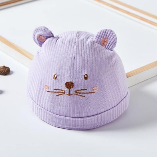 Newborn baby embroidery fetal winter cap - white Newborn baby embroidery fetal winter cap - white