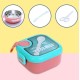 Kids Lunch Box - Inner Stainless Steel Baby Lunch Box With Spoon Scissors Set Food Supplement Bowl For School Home Kids (H 7.3 | W 12.7 | L 14.7 CM) - Pink