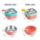 Kids Lunch Box - Inner Stainless Steel Baby Lunch Box With Spoon Scissors Set Food Supplement Bowl For School Home Kids (H 7.3 | W 12.7 | L 14.7 CM) - Pink