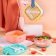 Kids Lunch Box - Inner Stainless Steel Baby Lunch Box With Spoon Scissors Set Food Supplement Bowl For School Home Kids (H 7.3 | W 12.7 | L 14.7 CM) - Pink