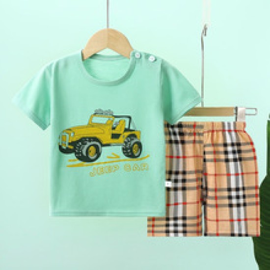 Cartoon Print Newborn Cotton Short Sleeve T-Shirt And Shorts Set Cartoon Print Newborn Cotton Short Sleeve T-Shirt And Shorts Set