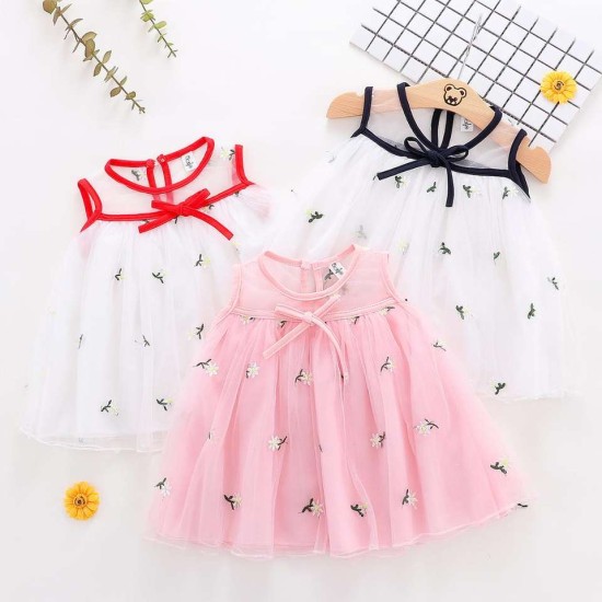  childrens clothing summer new baby girl sleeveless mesh dress 