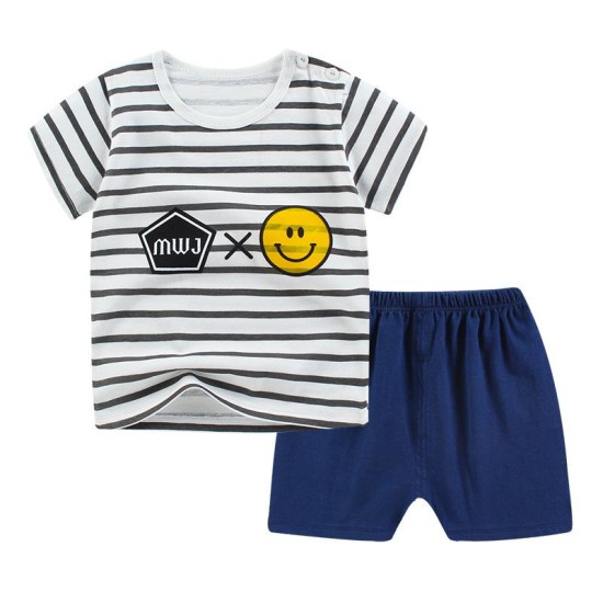 childrens short-sleeved t-shirt set summer New Born baby boys and girls T-shirt Matching Set