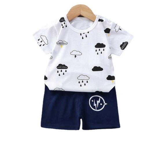 childrens short-sleeved t-shirt set summer New Born baby boys and girls T-shirt Matching Set