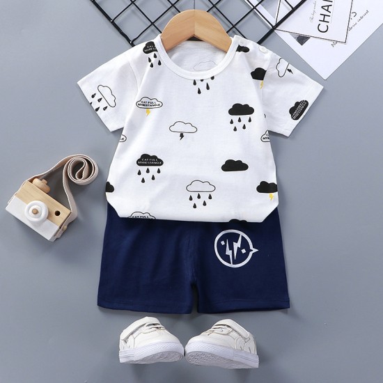 childrens short-sleeved t-shirt set summer New Born baby boys and girls T-shirt Matching Set