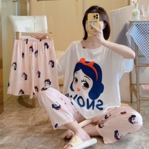 3 Pcs Nightwear Pajama Shorts Sets For Women Sleepwear - pink
