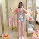 3 Pcs Nightwear Pajama Shorts Sets For Women Sleepwear - pink 3 Pcs Nightwear Pajama Shorts Sets For Women Sleepwear - pink